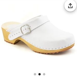 MIA White Leather Clogs